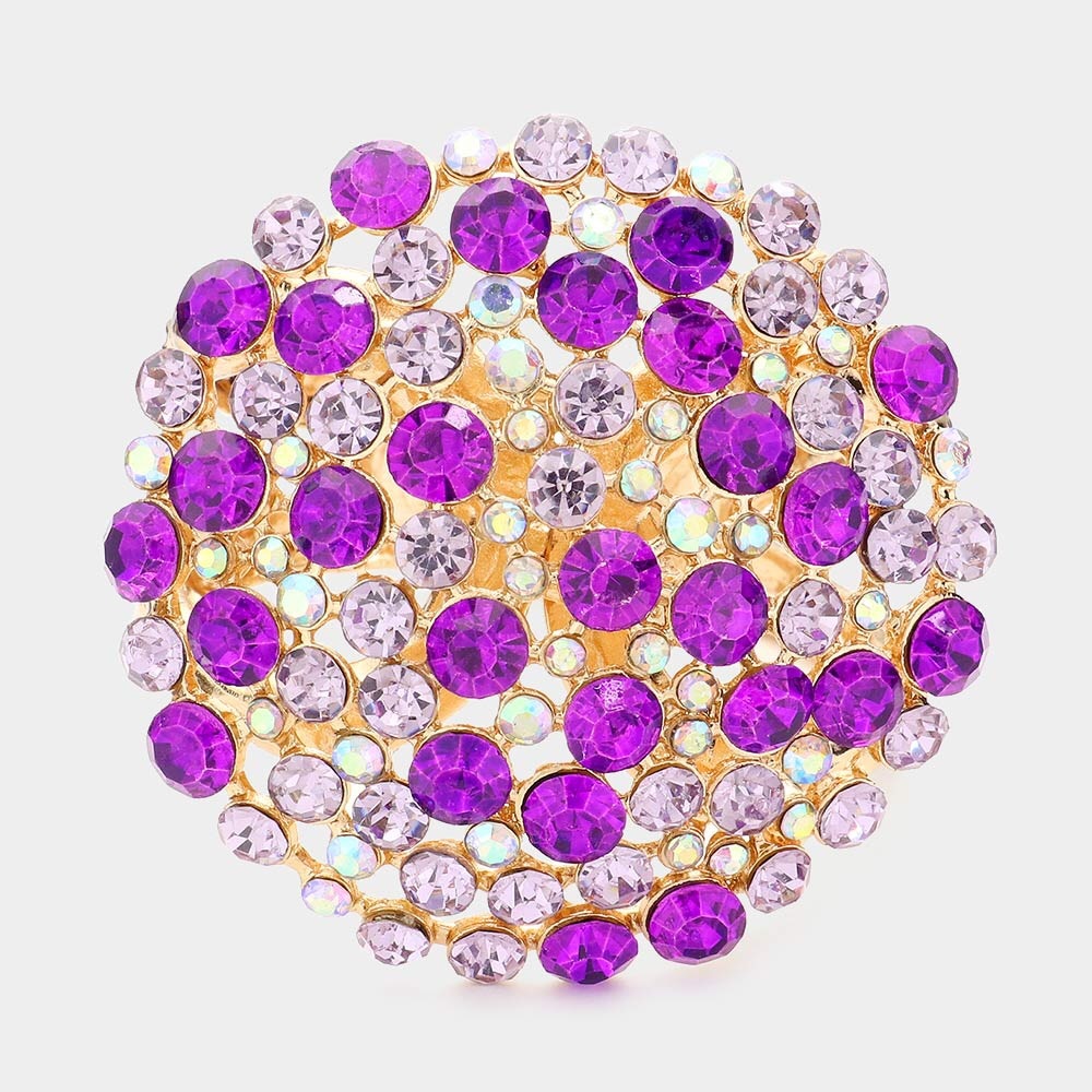 Purple Bubble Stone Cluster Round Hinged Bracelet